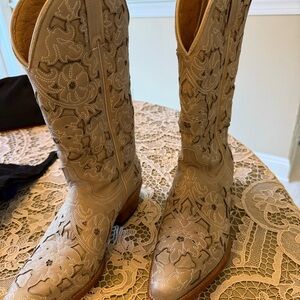 Shyanne Cream Floral Heeled Boots